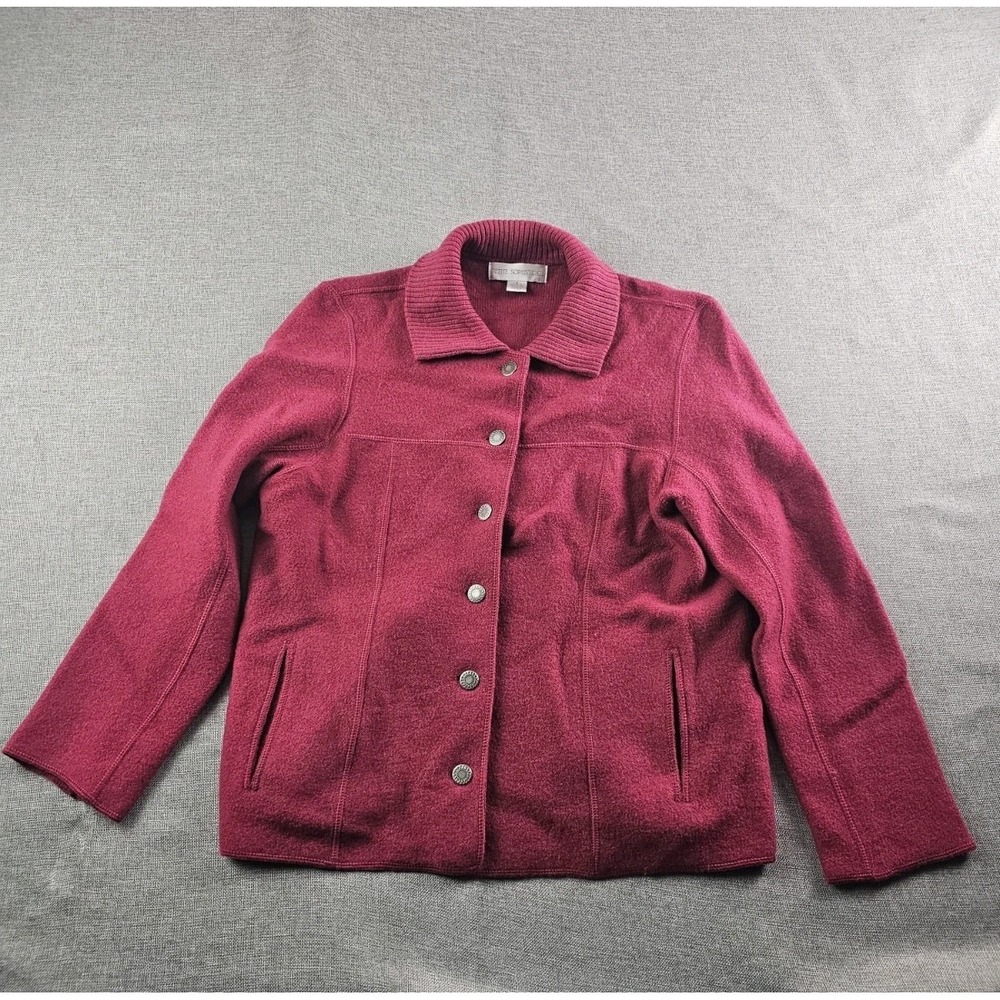 Petite Sophisticate Jacket Womens Small Red Boiled Wool Button Front